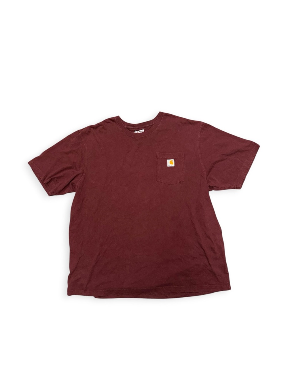 Carhartt Men's 2XL Burgundy Solid Cotton Knit Logo Pocket Crew Neck T-Shirt